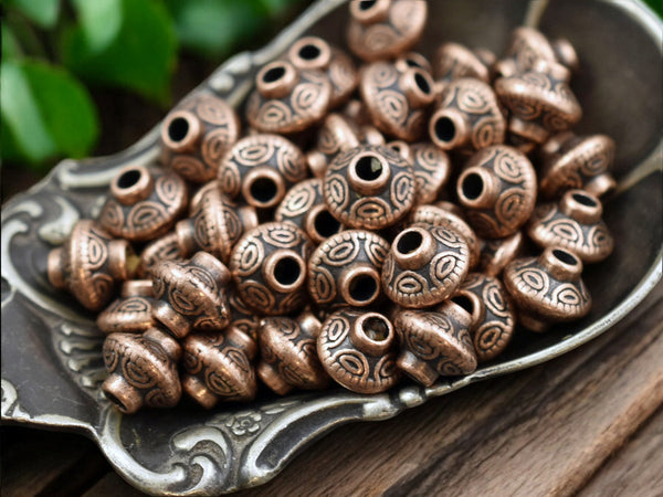 *50* 6mm Antique Copper Bicone Spacer Beads