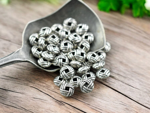 *100* 6mm Antique Silver Puffy Rondelle Spacer Beads