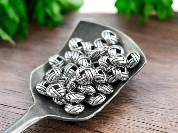 *100* 6mm Antique Silver Puffy Rondelle Spacer Beads