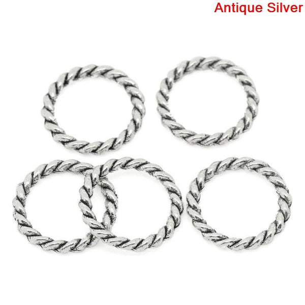 *20* 15mm Antique Silver Twisted Closed Jump Rings