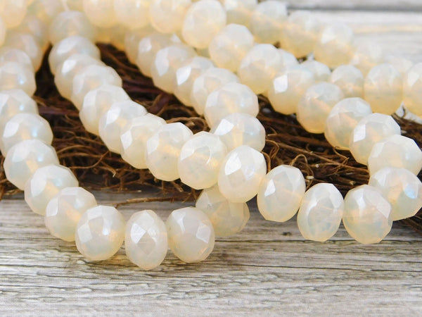 Cream Opalite Fire Polished Rondelle Beads - 3x5mm, 5x7mm or 6x8mm