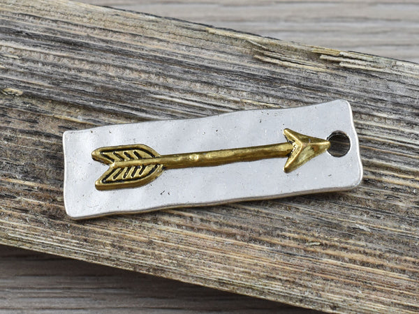 *5* 39x12mm Antique Silver/Gold Rectangle Arrow Pendants