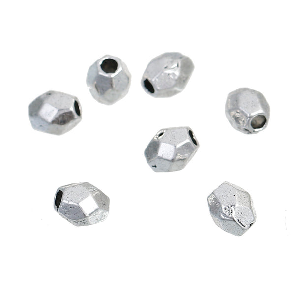 *250* 4x3mm Antique Silver Faceted Oval Spacer Beads