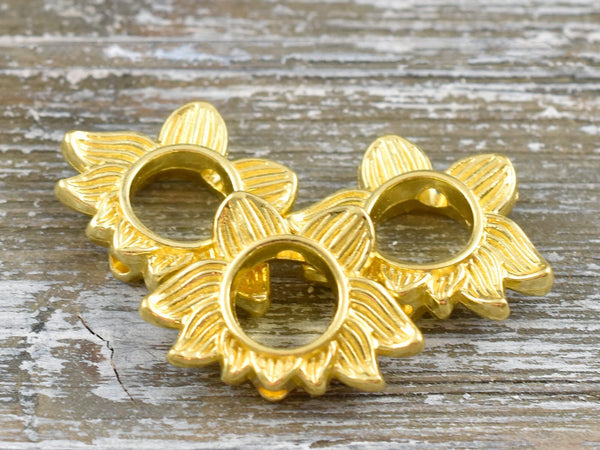 *15* 14x19mm Bright Gold Lotus Flower Bead Frames