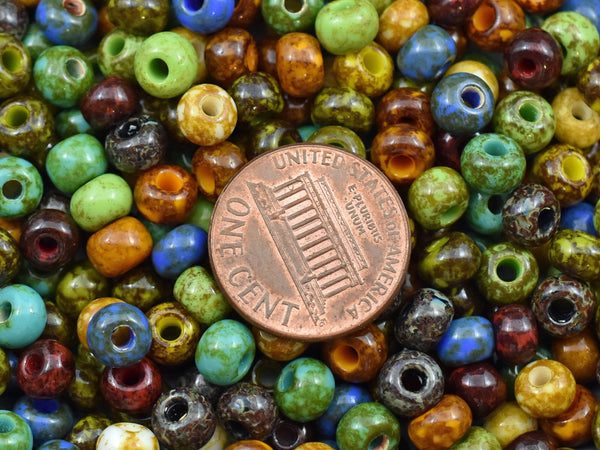 50g Mixed Picasso Czech 2/0 Seed Beads -- Picasso Seed Beads