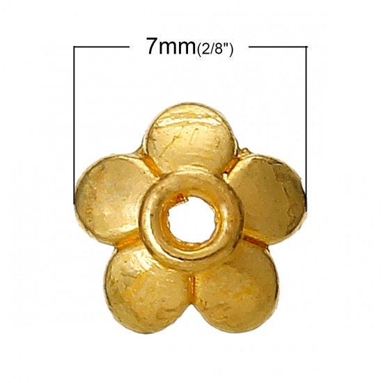 7mm Gold Flower Bead Caps -- Choose Your Quantity