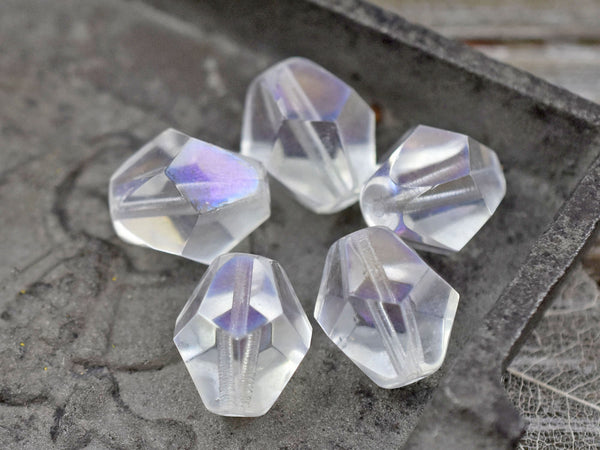 *4* 14x16mm Crystal AB Gemcut Bicone Beads