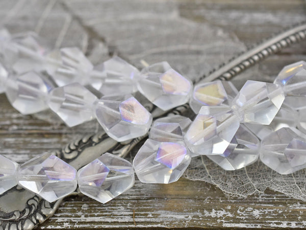 *4* 14x16mm Crystal AB Gemcut Bicone Beads