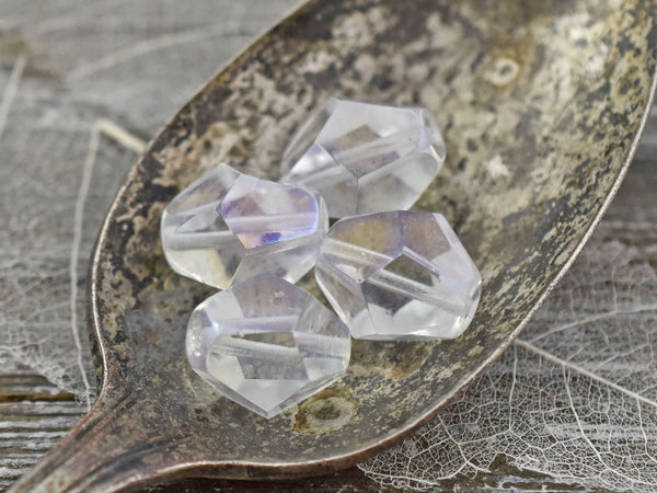 *4* 14x16mm Crystal AB Gemcut Bicone Beads