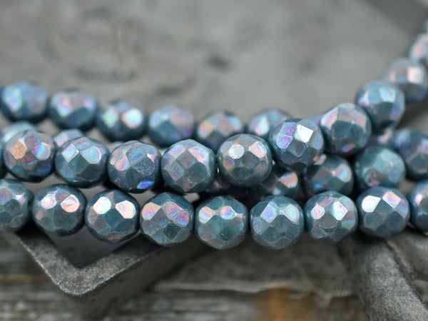 *20* 8mm Denim Blue Nebula Fire Polished Round Beads