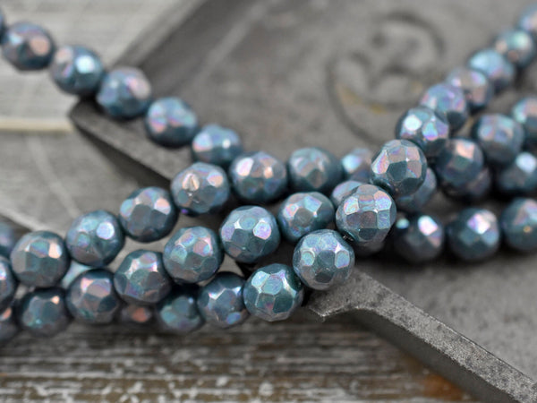 *20* 8mm Denim Blue Nebula Fire Polished Round Beads