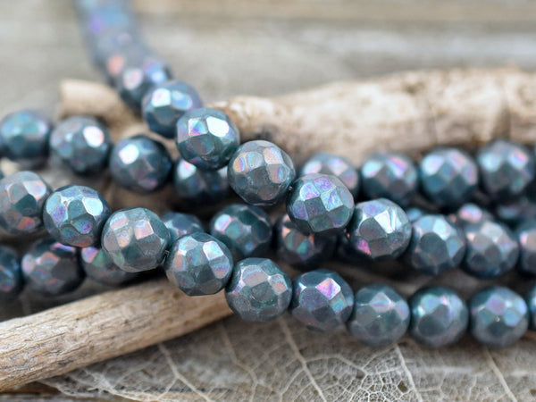 *20* 8mm Denim Blue Nebula Fire Polished Round Beads