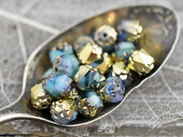 Gold Washed Turquoise Blend Cathedral Beads