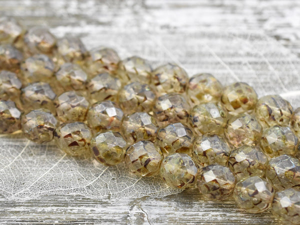 *17* 12mm Crystal Travertine Fire Polished Round Beads