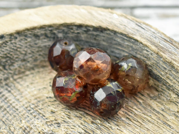 *2* 18mm Red Opaline Picasso Table Cut Dragonfly Coin Beads