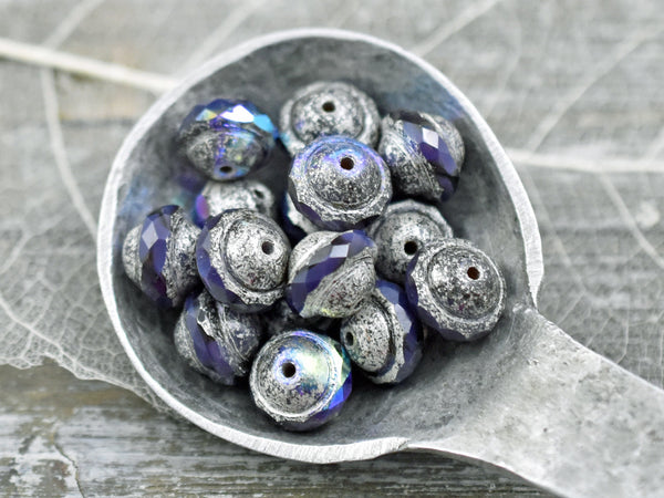 8x10mm White Silver Washed Violet Purple AB Saturn Beads