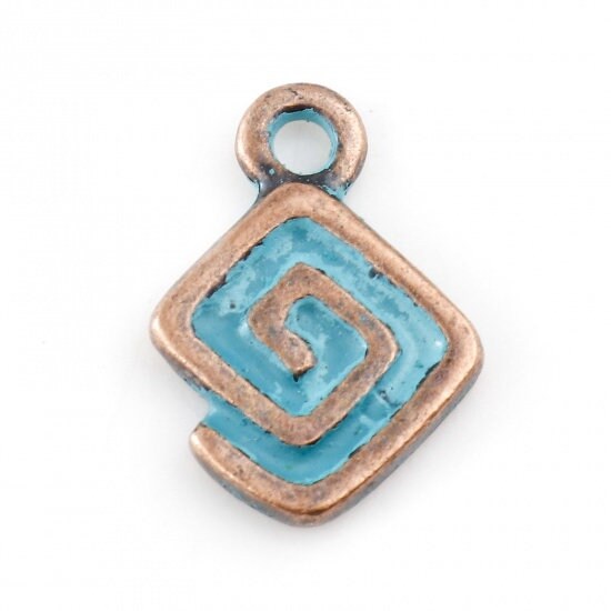 *10* 13x9mm Copper Patina Rhombus Spiral Charms