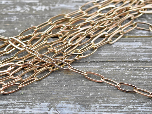 10x4mm 304 Rose Gold Stainless Steel Paperclip Chain -- Sold by the foot