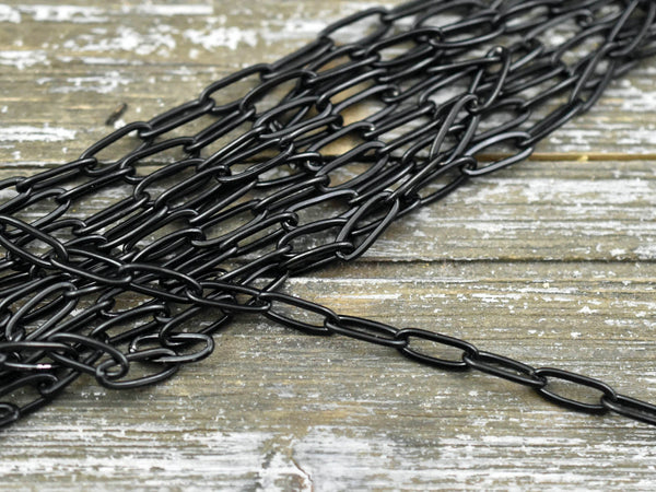 10x4mm 304 Black Stainless Steel Paperclip Chain -- Sold by the foot