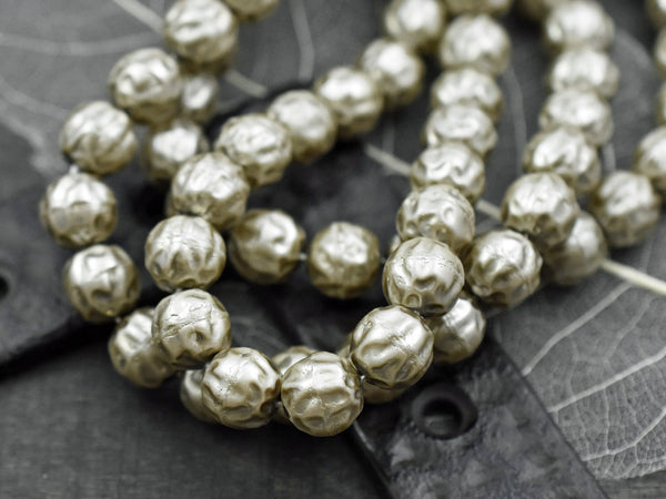 Czech Glass Satin Taupe Pearl Baroque Round Beads -- Choose Your Size