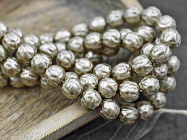 Czech Glass Satin Taupe Pearl Baroque Round Beads -- Choose Your Size