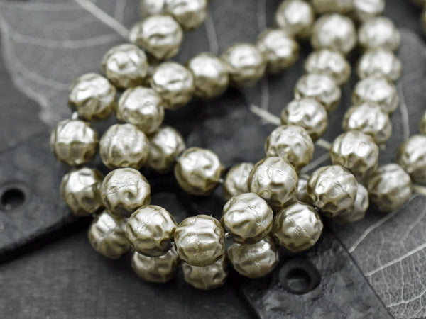 Czech Glass Satin Taupe Pearl Baroque Round Beads -- Choose Your Size