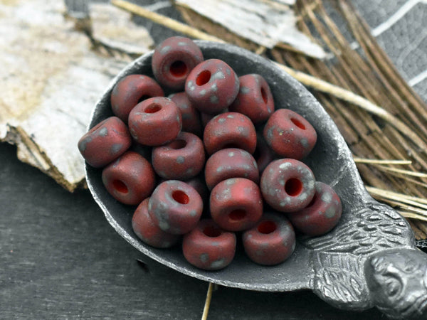 10g Matte Red Travertine 2/0 Matubo Beads