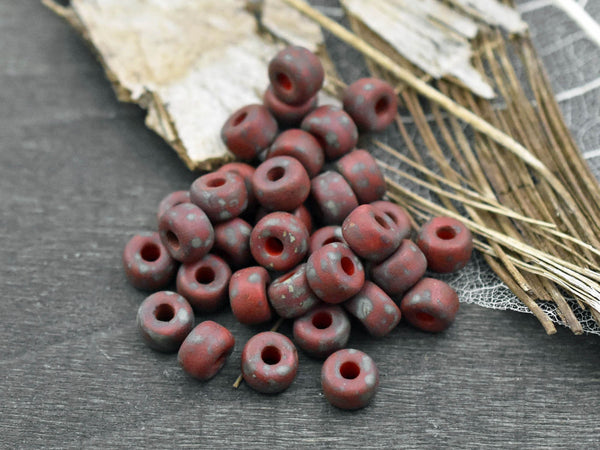 10g Matte Red Travertine 2/0 Matubo Beads