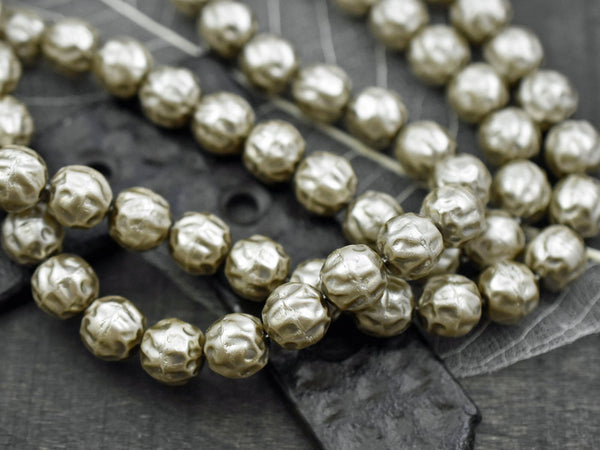 Czech Glass Satin Taupe Pearl Baroque Round Beads -- Choose Your Size