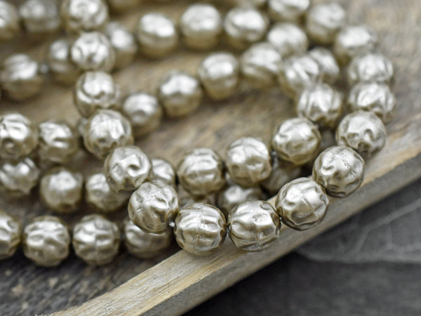 Czech Glass Satin Taupe Pearl Baroque Round Beads -- Choose Your Size