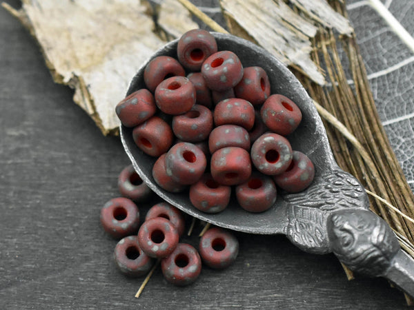 10g Matte Red Travertine 2/0 Matubo Beads