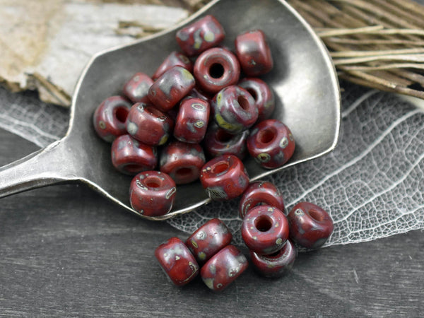 20g Dark Red Travertine 2/0 Matubo Beads