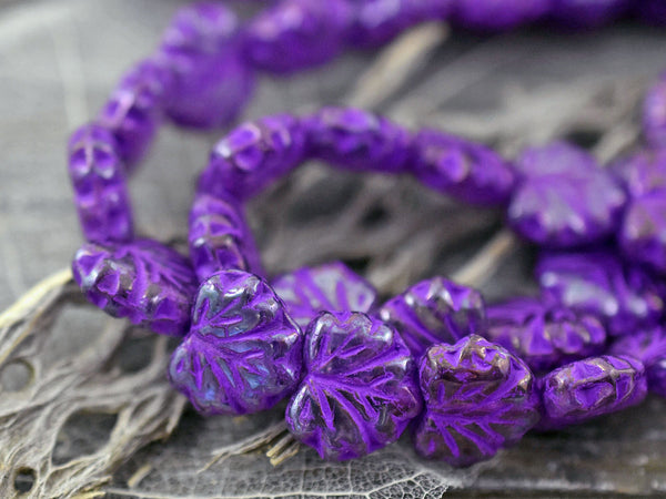 *20* 11x13mm Purple Washed Crystal Maple Leaf Beads