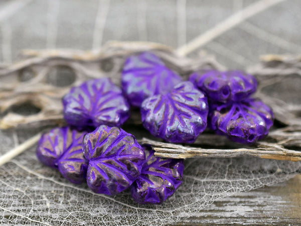 *20* 11x13mm Purple Washed Crystal Maple Leaf Beads