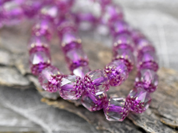 Pink Washed Crystal Luster Cathedral Beads -- Choose Your Size