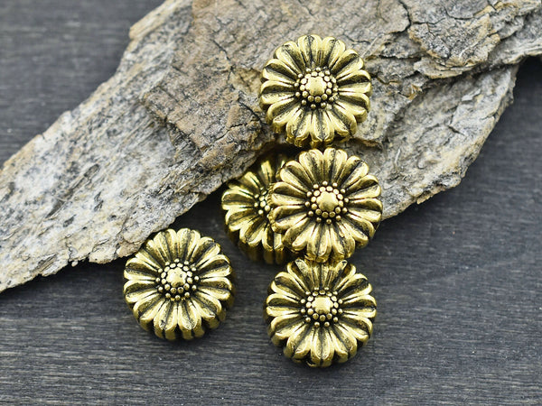 *20* 11x5mm Antique Gold Flat Flower Beads