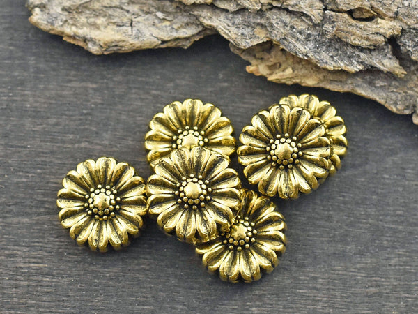 *20* 11x5mm Antique Gold Flat Flower Beads