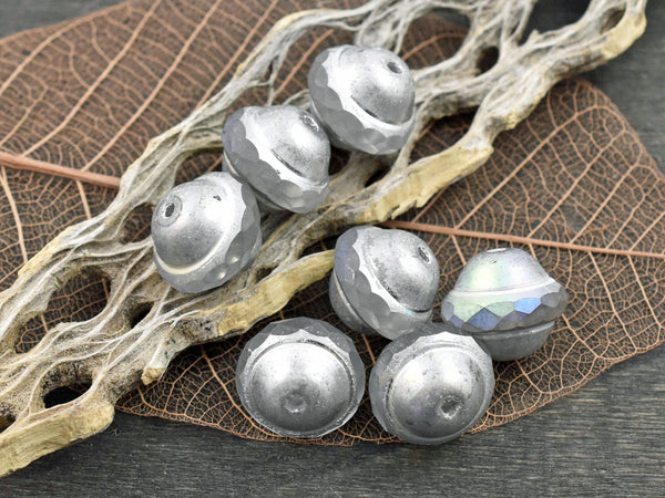 *12* 10x12mm Silver AB Washed Crystal Saturn Beads