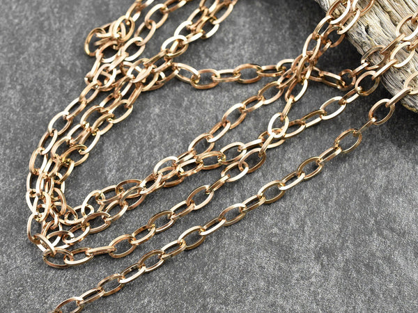 304 Rose Gold Stainless Steel Cable Chain 7x4mm