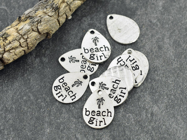 *10* 20x15mm Antique Silver "Beach Girl" Charms