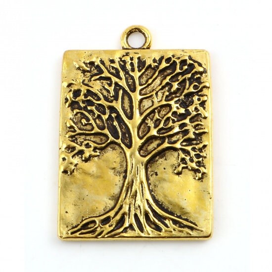 Single Tree of Life Brass Pendant,Size 1" inch (26mm length), Adj –  Overgauged