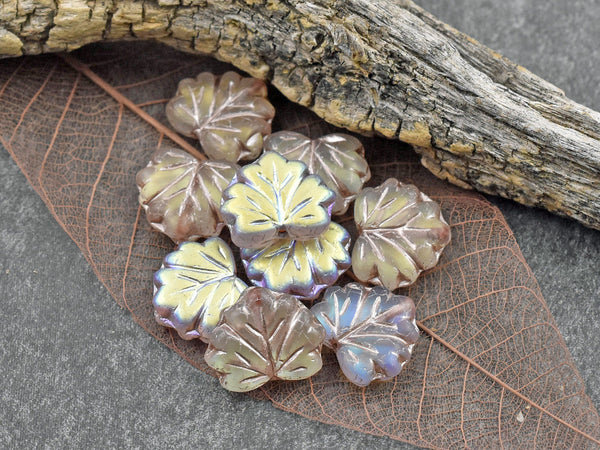 *20* 13x11mm Metallic Beige Washed Matte Pale Pink Maple Leaf Beads