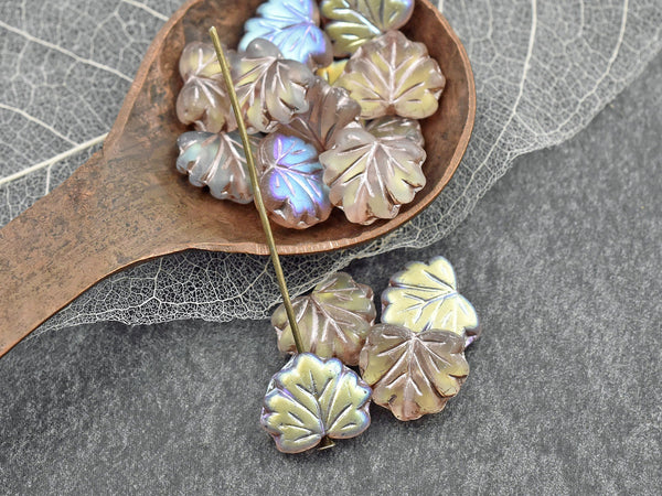 *20* 13x11mm Metallic Beige Washed Matte Pale Pink Maple Leaf Beads