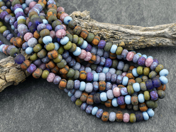 Picasso Beads - Large Seed Beads - 2/0 - Czech Glass Beads - Size 2 Beads - Aged Seed Beads - 6mm Beads - 19" Strand - (3128)