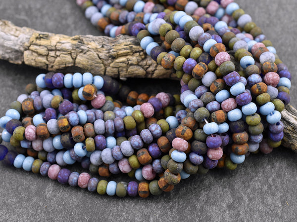 Picasso Beads - Large Seed Beads - 2/0 - Czech Glass Beads - Size 2 Beads - Aged Seed Beads - 6mm Beads - 19" Strand - (3128)