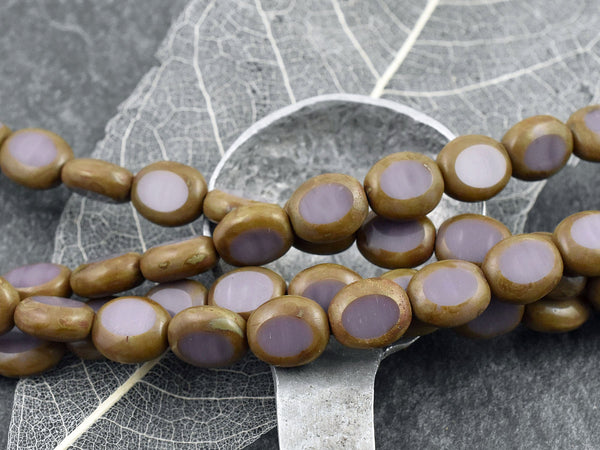 *18* 11x10mm Opaque Purple Travertine Table Cut Oval Beads