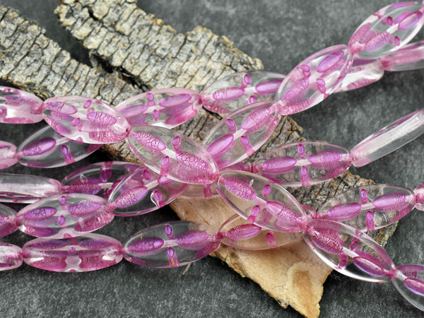 *10* 20x9mm Pink Washed Crystal Marquise Oval Beads