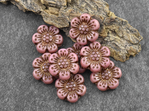 Flower Beads - Czech Glass Beads - Picasso Beads - Wildflower Beads - Czech Glass Flowers - 14mm - 12pcs - (3882)