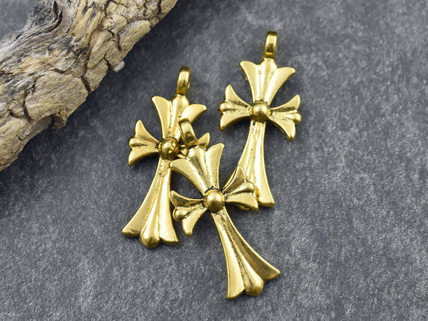 *10* 33x15mm Gold Cross Pendants