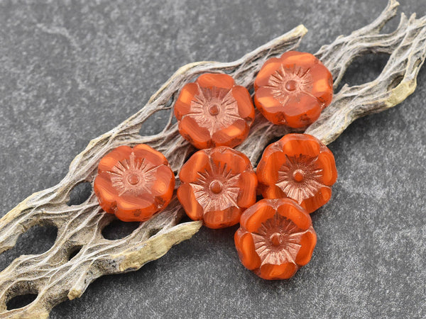 Czech Glass Beads - Hawaiian Flower Beads - Picasso Beads - Czech Glass Flowers - 12mm - 12pcs - (3770)